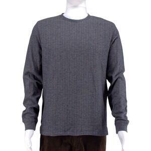 The Men's Store Bloomingdale's Micro‎ Stripe Long-Sleeve Tee Crew Neck Gray M